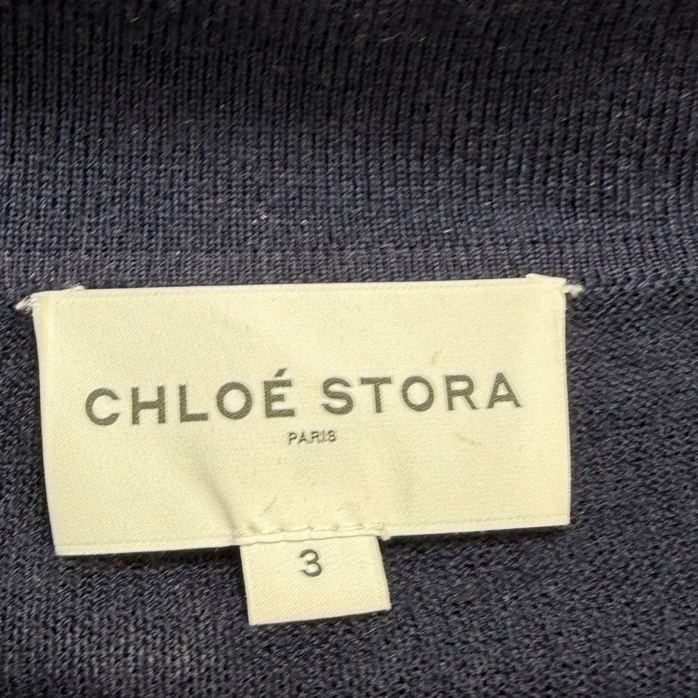 Chloé Stora dark navy blue long-sleeve polo shirt sweater 100%‎ merino wool - Picture 9 of 9